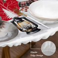 thumbnail image 3 of Red Christmas Round Tablecloth, Fitted Table Cover with Elastic for 36"-44" Round Tables, Snowman Snowflake Winter Birds Table Cloth Outdoor Indoor Dinning Party Waterproof Tablecloths, 3 of 7
