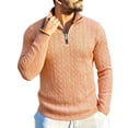 thumbnail image 2 of Gamivast Men's Quarter Zip Pullover Sweater Slim Fit Cable Knit Long Sleeve Warm Knitwear Mock Neck Thermal Tops Soft Business Casual Winter Daily Wear, 2 of 5