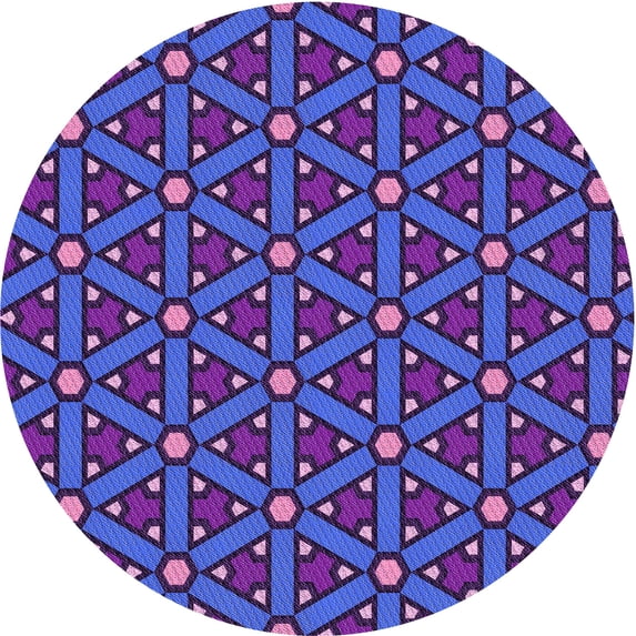 Ahgly Company Machine Washable Indoor Round Transitional Bright Purple Area Rugs, 3' Round