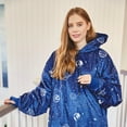 thumbnail image 7 of Nestl Wearable Blanket Hoodie, Oversized Hooded Blanket One Size Fits All, Reversible Plush Microfiber, Navy/Grey, 7 of 7