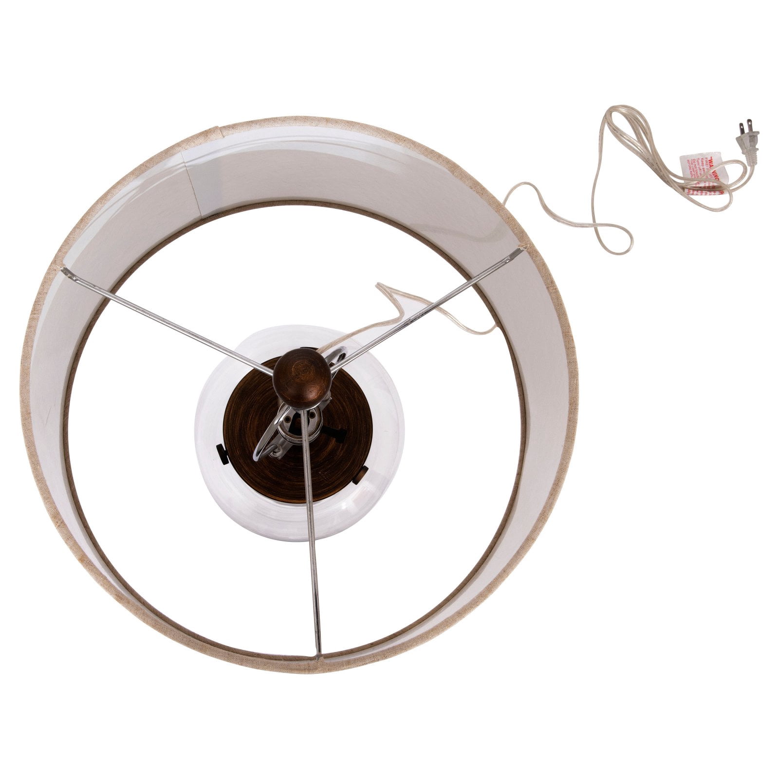 Woven Paths Fillable Clear Glass Table Lamp with Iron Accent and Linen Shade, 24"