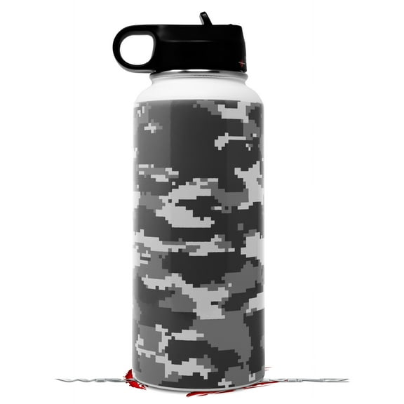 Skin Wrap Decal compatible with Hydro Flask Wide Mouth Bottle 32oz WraptorCamo Digital Camo Gray (BOTTLE NOT INCLUDED)