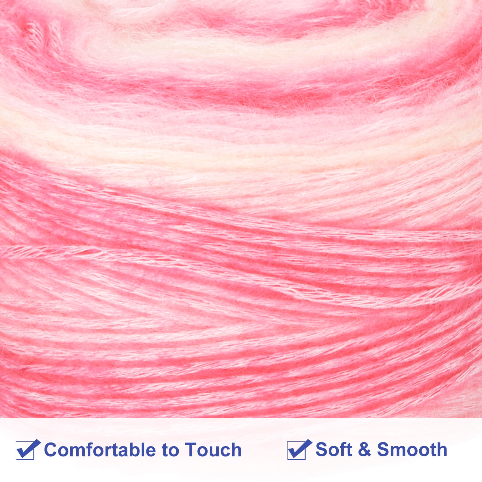 3Pack 100g Gradient Cake Cotton Yarns Soft Rainbow Yarn Mixed Pink (300g)
