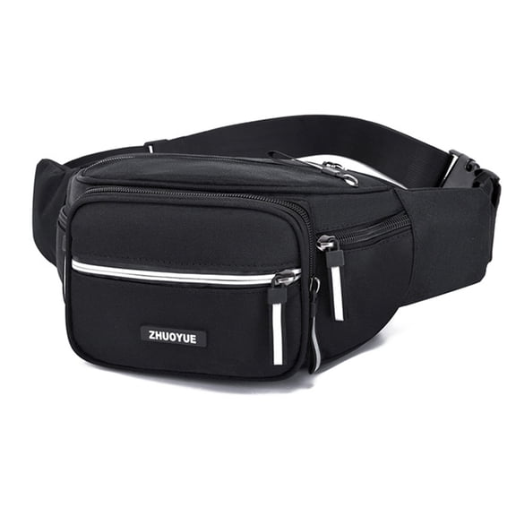 Multi-Pocket Waist Bag, featuring 6 zippered pockets and an adjustable shoulder strap. Waterproof, stain-resistant, durable, and breathable. Unisex crossbody waist bag suitable for everyday st