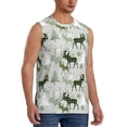 thumbnail image 2 of Uemuo green plaid Moose tree Pattern Men's Sleeveless T-Shirt,Muscle Athletic Tank Top, Moisture-wicking Quick-dry Breathable Classic Tee Top for Gym Run Outdoor Sports-, 2 of 8