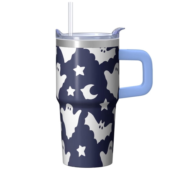 Autumn Halloween 20oz Insulated 304 Stainless Steel Tumbler with Handle, Sliding Lid and PE Straw for Picnic and Office Use