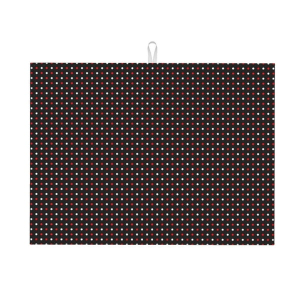 Fotbe Red and white polka dots Alfombrilla de Secado para Cocina con Estampado, 18x24 Pulgadas