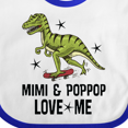 thumbnail image 4 of Inktastic Mimi and PopPop Love Me Dinosaur Boys Baby Bib, 4 of 4