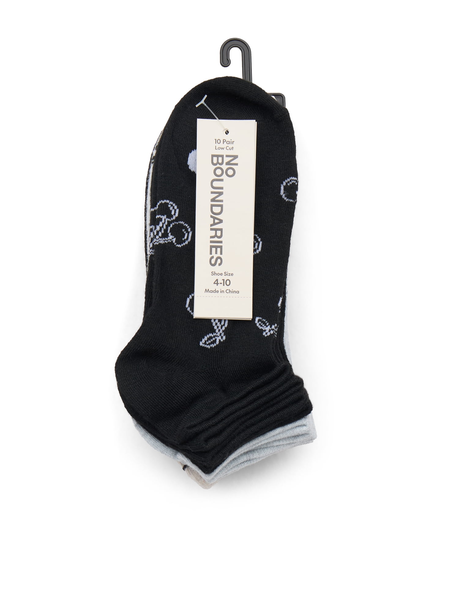 No Boundaries Women’s Low Cut Socks, 10 Pack, Shoe Sizes 4-10