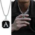 thumbnail image 1 of Vnox-Collar con colgante geométrico con letras iniciales de A-Z para hombre, cadena de cuerda cubana con caja, Collar cuadrado Simple de acero inoxidable, 1 of 4
