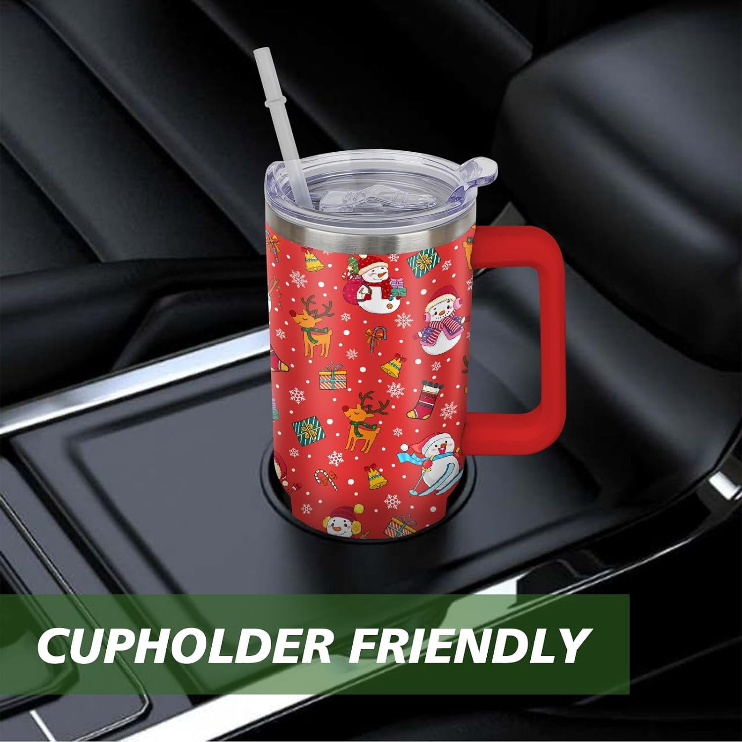 Christmas Tumbler 40 oz Christmas Tumblers with Handle and Straw Red Snowman Stainless Steel Insulated Coffee Cups Mugs Christmas Gifts Stuff Decor for Women Girls