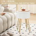 thumbnail image 5 of VECELO Velvet Storage Ottoman, Modern Upholstered Footstool, Tray Top, Vanity Makeup Chair, White, 5 of 9
