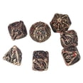 thumbnail image 4 of Dados con patrón de calavera, 7 piezas, juego de mesa de dados de metal con patrón de mancha de sangre de calavera, dados poliédricos confiables y duraderos, 4 of 8