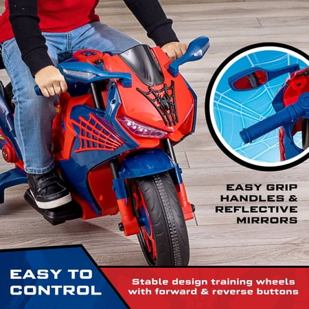 SPIDER-MAN 6V SPIDERMAN MOTORCYCLE, BATTERY RIDE ON TOY, FOR KIDS, AGES 3+