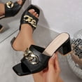 thumbnail image 2 of WRKEKC Womens Sandals Solid Square Toe Open Toe Thick Heel High Heel Slippers for Ladies Comfortable Shoes, 2 of 9