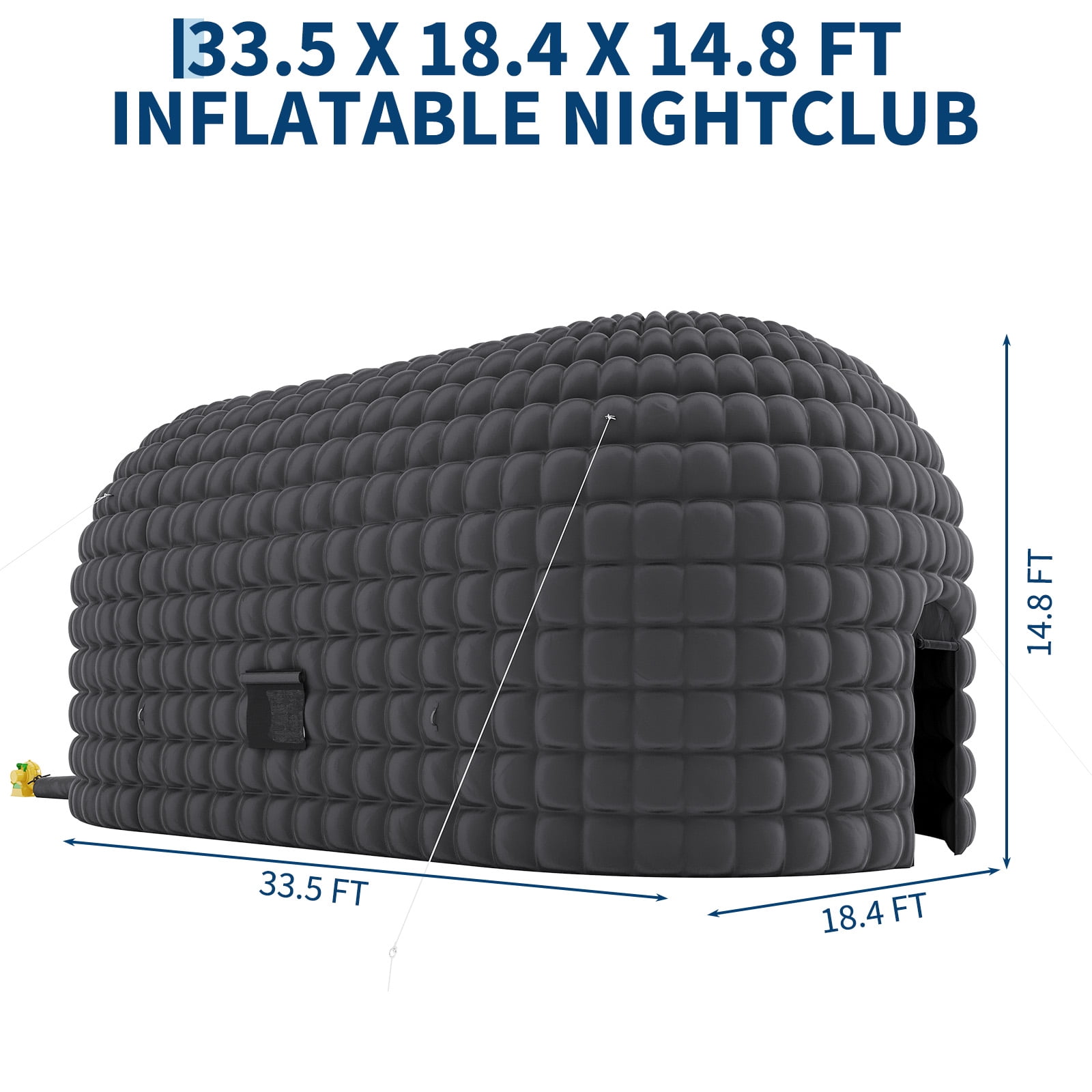 Inflatable Nightclub Party Tent 33.5x18.4x14.8ft, Portable Blow Up for Birthday, Wedding, Rental, Black