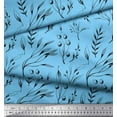 thumbnail image 2 of Soimoi Blue Silk Fabric Blueberry Leaves Print Fabric by the Yard 44 Inch Wide, 2 of 3