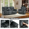 thumbnail image 4 of Bonzy Home Recliner Sofa Set — Single Manual Recliner & Loveseat with Hidden Storage & Cup Holders, Gray, 4 of 8