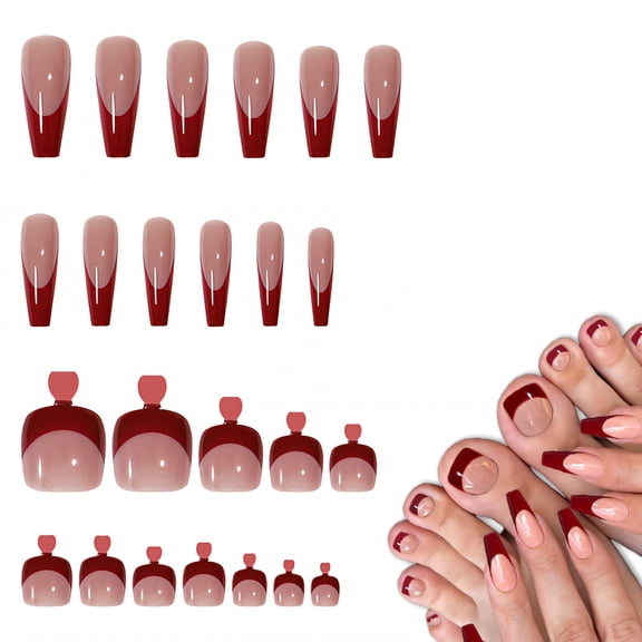 RAGUPEL 24Pcs Toe Press on Nails French Style Smooth Snag-Free Nail Reformation Press on Plain and Simple Stick on Nails for Women Hands   Feet Style1