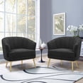 thumbnail image 4 of Andeworld Upholstered Accent Chair with Gold Metal Legs (Black), 4 of 7