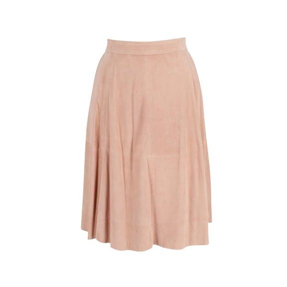 Pre-Owned Iris & Ink Circle Skirt in Pink Suede