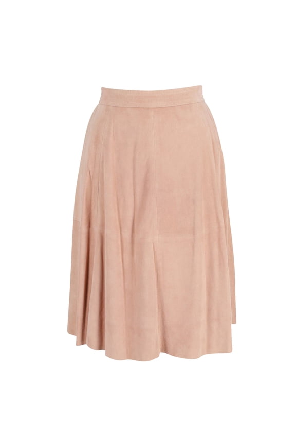 Pre-Owned Iris & Ink Circle Skirt in Pink Suede