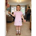 thumbnail image 4 of BemeyourBBs Kids Toddler Girls Pink Birthday Day Dress Outfit 1 2 3 4 5 6 Years Old Birthday Summer Clothes Little Girl Puff Short Sleeve Doll Collar Carousel Balloon Cake Embroidery Dress, 4 of 9