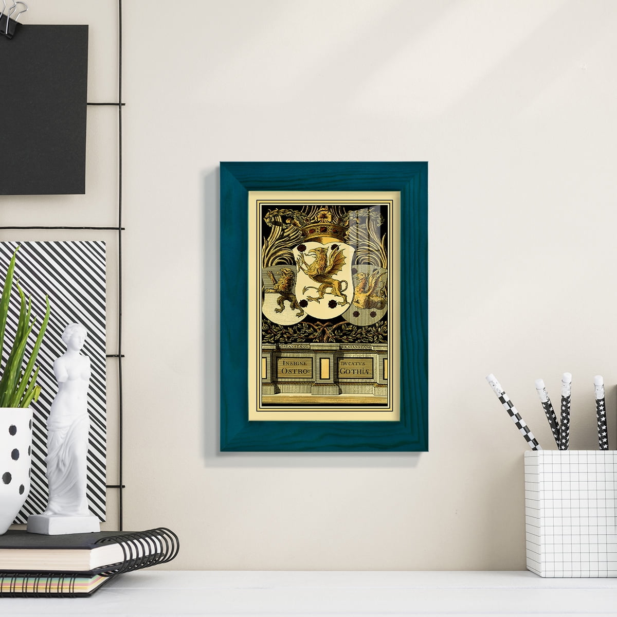 Family Crest II -Framed Print w/glass-Ocean Blue