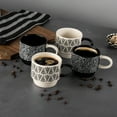 thumbnail image 4 of Thyme & Table 10.5 fl oz Assorted Holiday Tree Print 4-Pack Ceramic Stacking Mugs - Black and White, 4 of 5