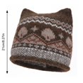 thumbnail image 4 of LRGSHF Women Cute Cat Ear Shaped Knit Hat, Vintage Cuffed Winter Hat Warm Ear Protection Pullover Cap, 4 of 4