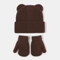 thumbnail image 4 of Baby Bear Ears Knit Beanie and Mittens Set, Toddler Winter Warm Hat Gloves Kit, Cute Ribbed Knitted Cold Weather Accessory for Baby Boys Girls Daily Outdoor Wear(Coffee,6-24 Months), 4 of 4