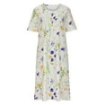 thumbnail image 5 of Summer Savings Clearance Dezsed Women's Casual Summer T Shirt Dresses Casual Floral Print Short Round Neck Sleeve Pocket Midi Flowy Dress with Pockets, 5 of 9