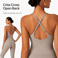 thumbnail image 3 of Feekit 2 Piece Workout Sets for Women, Scoop Neck Backless Criss Cross Yoga Outfit with Built-in Bra, High Stretch Quick Dry Athletic Set for Gym Running, 3 of 9