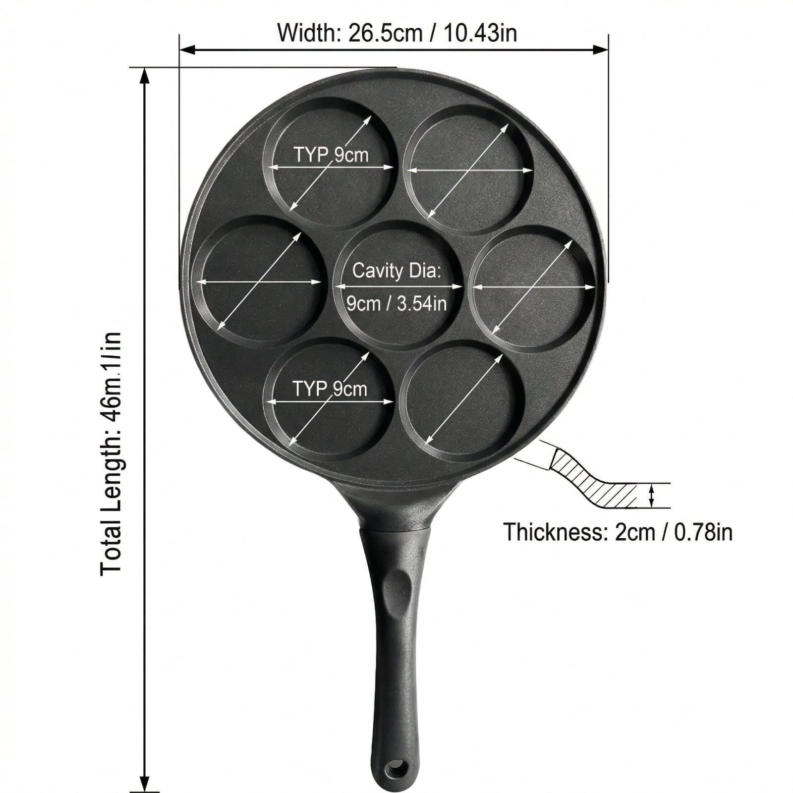 Egg Frying Pan, 7 Divided Molds, Aluminum Frying Pan, Omelet Pan, Morning Meal Prep, Non Stick Coating, Handle, 1 Pc
