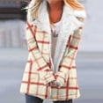 thumbnail image 2 of Winter Warm Plus Size Jackets for Womens Fashion Zip Up Plaid Printed Fashionable Long Sleeved Pocket Composite Plush Button Coat, 2 of 5
