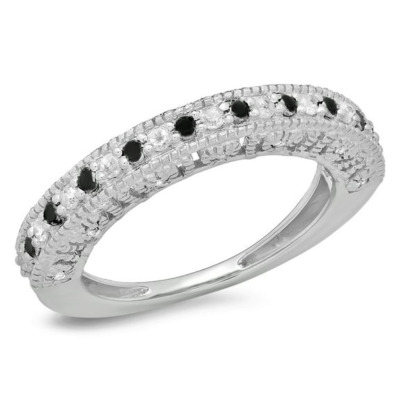 Dazzlingrock Collection 0.40 Carat (ctw) Sterling Silver Black & White Diamond Ladies Anniversary Wedding Band, Size 5
