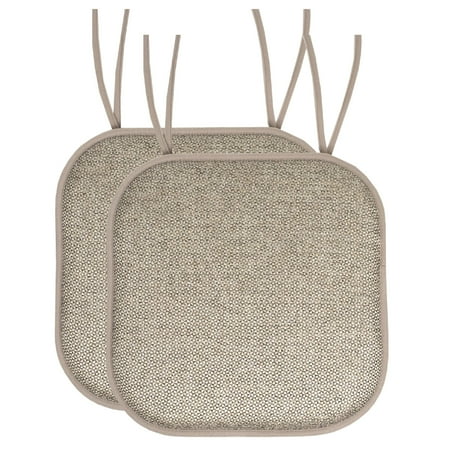 

Cameron Memory Foam Non-Slip Chair Cushion Pad with Ties 2 Pack - Beige/Taupe