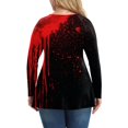 thumbnail image 5 of Fall Halloween Plus Size V Neck Wrap Flowy Graphic Long Sleeve Blouse Tops Red XL, 5 of 6