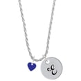 thumbnail image 1 of Delight Jewelry Acrylic 5/16" Royal Blue Heart Silvertone Script Initial Disc - E - Charm Necklace, 20"+3", 1 of 4