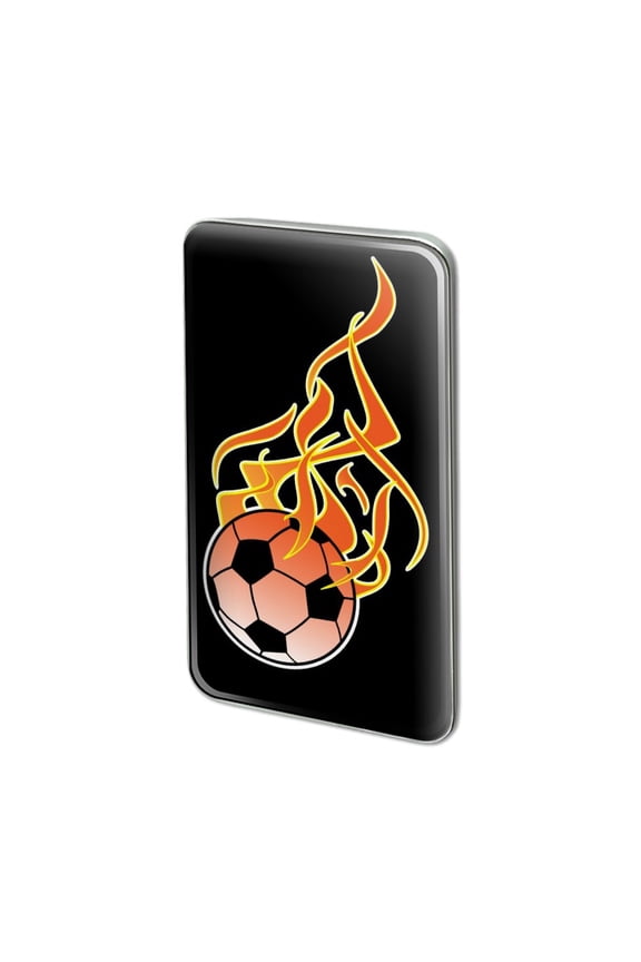 Soccer Ball Football Cartoon Flames Metal Rectangle Lapel Hat Pin Tie Tack Pinback