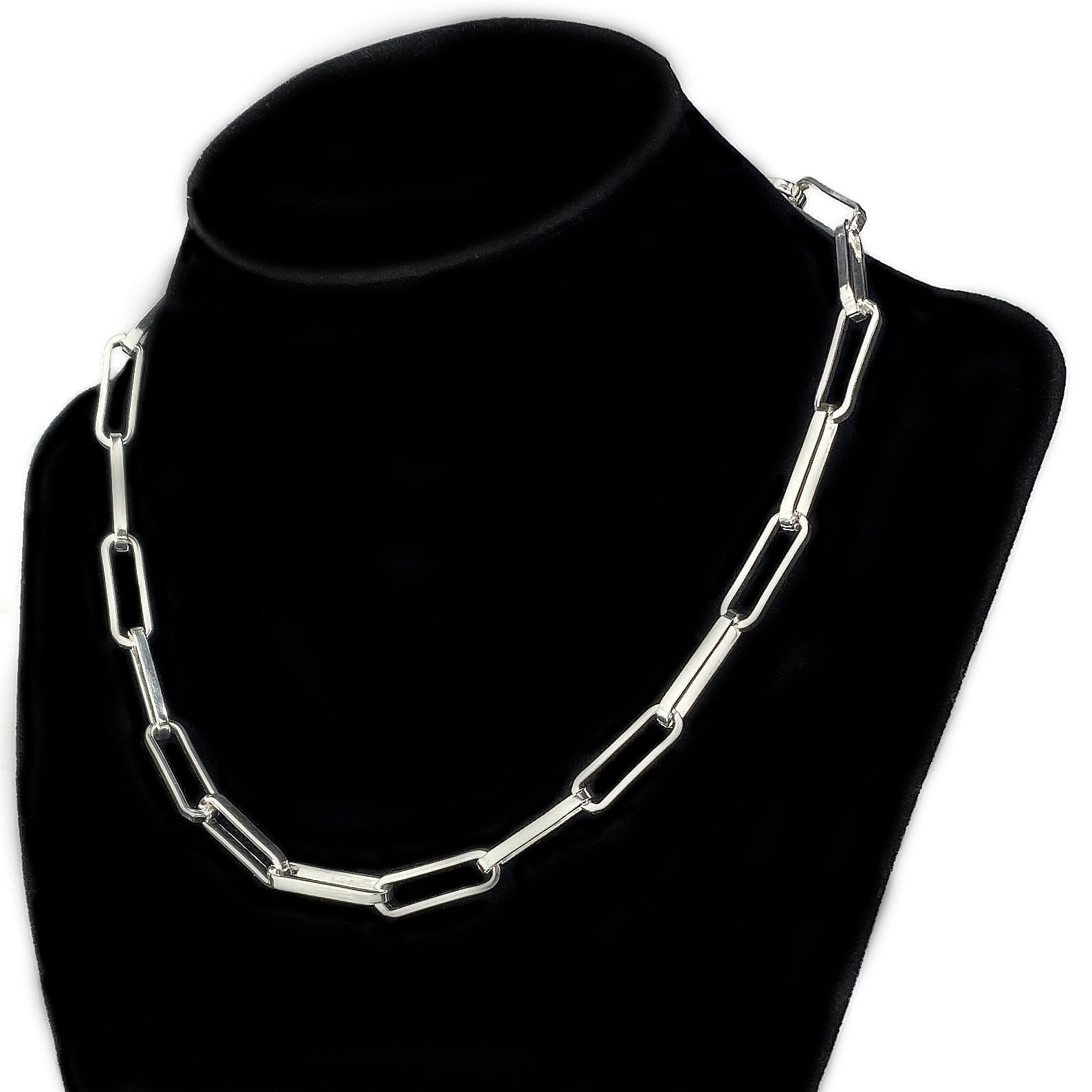 Solid 925 Sterling Silver Paperclip Chain Or Bracelet Large 7mm Necklace Italy