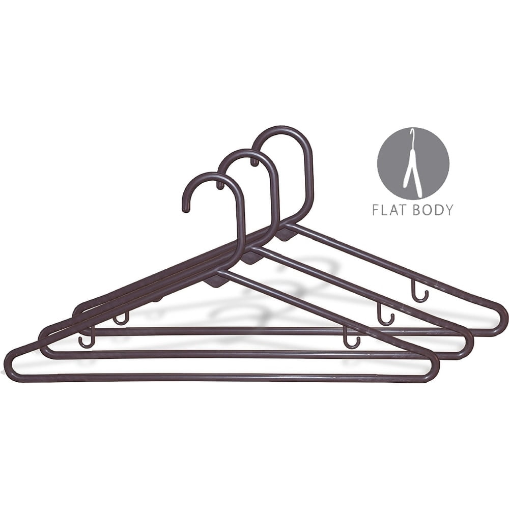 International Hanger, Brown Plastic Tubular Combo Hanger with Bar and Hooks for Straps on Tops, 36 Pack