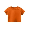 thumbnail image 4 of Inglocry Girls Summer Round Neck Short Sleeve Crop Tees Casual Loose Fit Tees Basic Tees Summer Tops For Teens Orange 7-8Y, 4 of 9