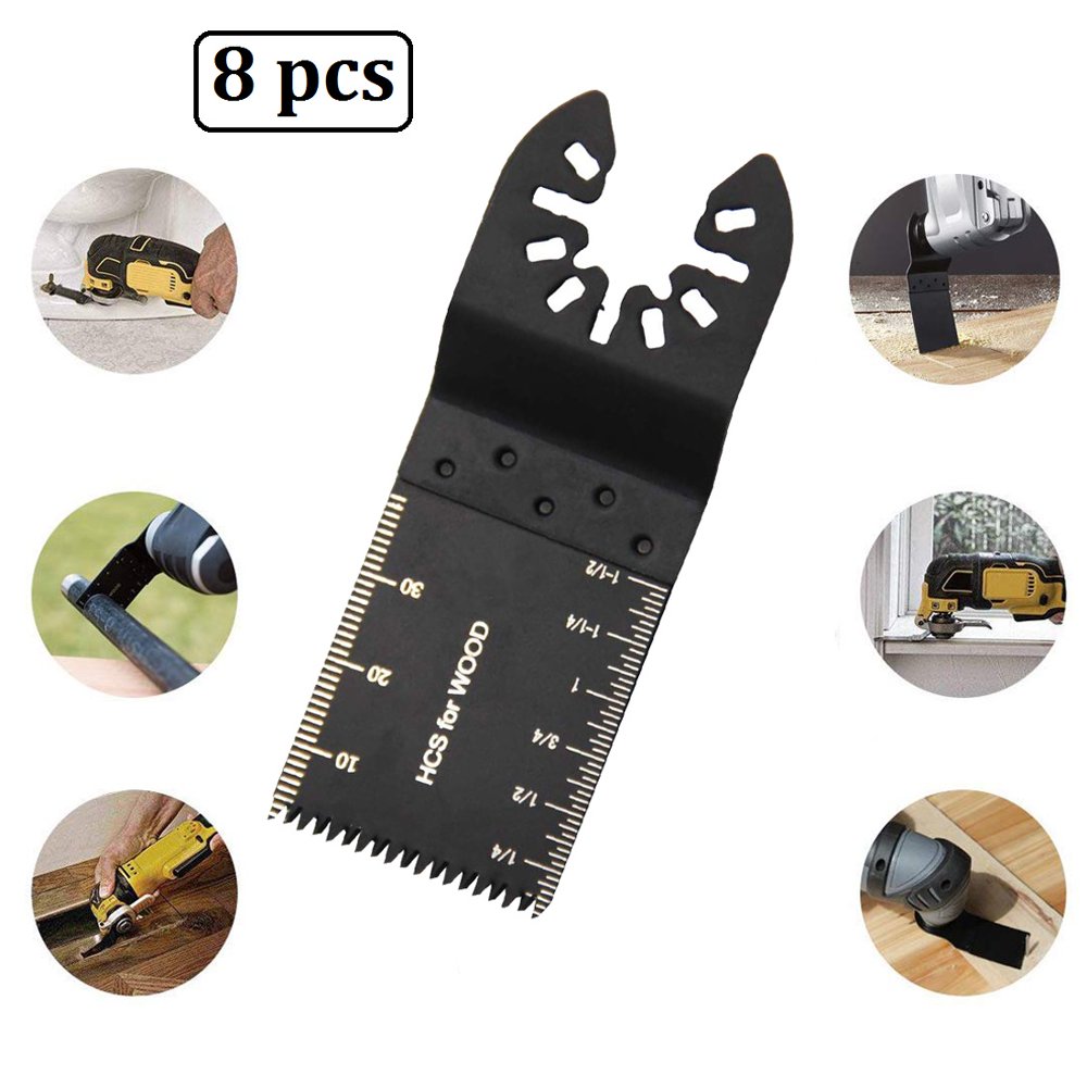 GLiving 8 PCS Oscillating Saw Blades for Wood/Plastic, Multitool Quick Release Blades Fits Fein