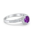 thumbnail image 2 of Halo Promise Round Ring Amethyst CZ 925 Sterling Silver Size 11, 2 of 3