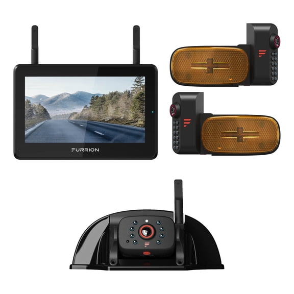 Furrion 2021124369 Vision S  7" Monitor and Side Camera with Marker Light Pair and Sharkfin Camera
