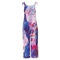 thumbnail image 4 of Sakmal Summer Womens Jumpsuit Floral Backless Wide Leg Overalls Purple Sleeveless Full V Neck Pants with Pockets, 4 of 5