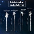 thumbnail image 2 of 1 Box 4Pcs 4 Styles Moon Hair Pin Stick Chinese Hanfu Hair Sticks Silver Star Butterfly Heart Alloy Resin Asian Vintage Metal Tibetan Chopsticks DIY, 2 of 7