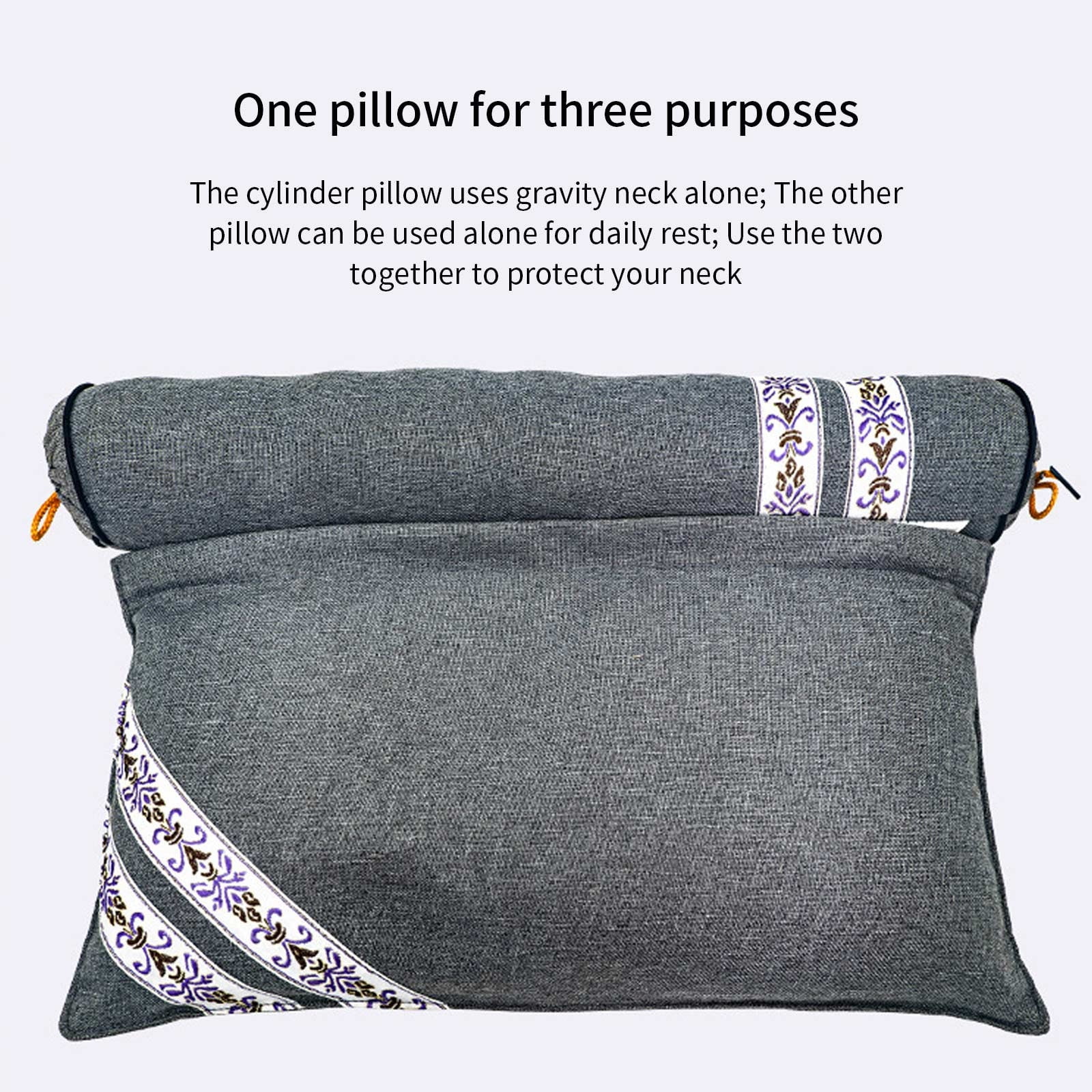 Ergonomic Wormwood Neck Pillow Cylinder, Supportive Cervical Spine Pillow for Sleeping Reading and Travel, Multifunctional Neck Lumbar Cushion for Home Office Use