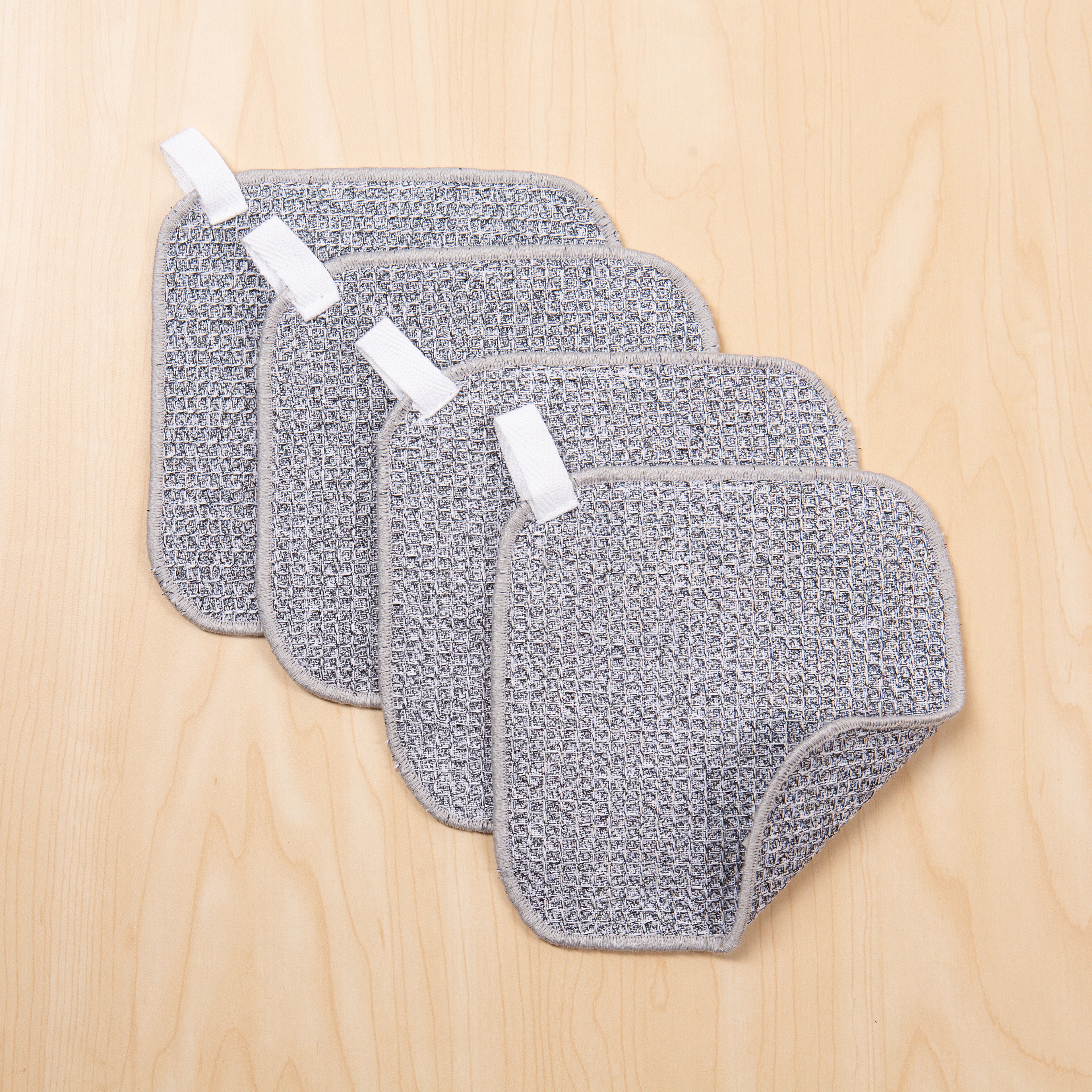 Mainstays Dish Scrubber, 4 Pack, 6 in x 6 in, Gray 